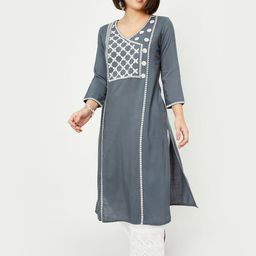 max Floral Yoke Design Thread Work Straight Kurta-picture-33