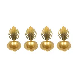 Amaya Decors 5-Pcs Green Textured Peacock Urli With Tealight Holder-image-49