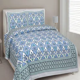Myntra Elegant Homes Blue Floral Printed Cotton 180 TC King Bedsheet Set 2.74 m x 2.54 m-image-89