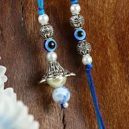 Asthetika Evil Eye Bhaiya Bhabhi Rakhi Pair with Roli Chawal-24