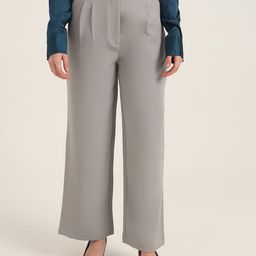 AMSWAN Women Relaxed Straight Fit High-Rise Pleated Trousers-image-98