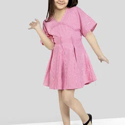 Naughty Ninos Checked Flared Sleeve Fit & Flare Dress-image-93