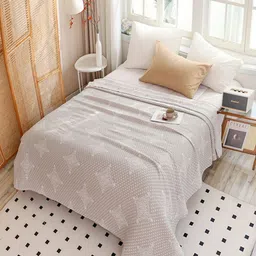 JC HOME Grey Melange & White Ethnic Motifs AC Room 300 GSM Double Bed Quilt-image-95