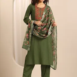 Libas Women Floral Kurta with Trousers & With Dupatta-picture-15