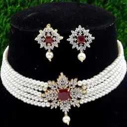 UNNATI JEWEL White Brass Jewellery Set-12