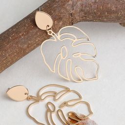 DressBerry Gold-Plated Leaf Shaped Drop Earrings-8