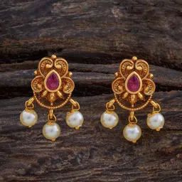 Kushal's Fashion Jewellery Gold-Plated Teardrop Shaped Drop Earrings-34