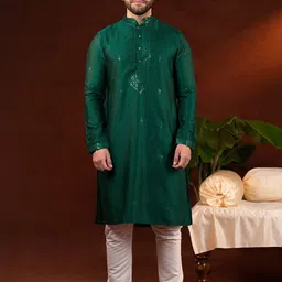 TheEthnic.Co Men Ethnic Motifs Embroidered Kurta with Trousers-picture-56