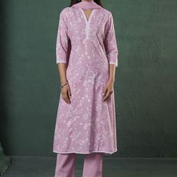 Anouk Floral Printed Pure Cotton Straight Kurta With Trouser And Dupatta-image-55