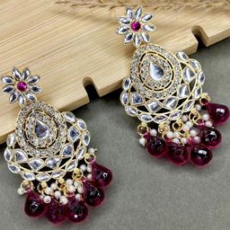 MONKDECOR Women Magenta Earrings-image-44
