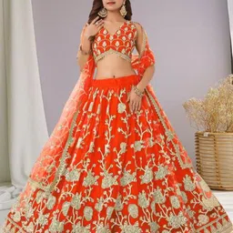 F Plus Fashion Net Semi-Stitched Lehenga Choli-image-31