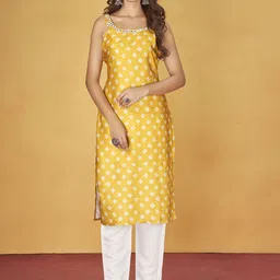 STYLE SAMSARA Women Bandhani Printed Regular Mirror Work Kurta with Trousers-picture-16
