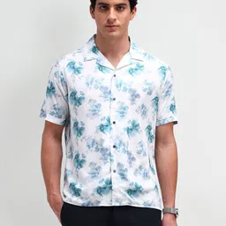 Arrow New York Men Modern Cuban Collar Floral Printed Cotton Slim Fit Casual Shirt-image-31