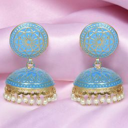 Nilu's Collection Brass Plated Contemporary Jhumkas-image-79