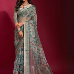 KALINI Zari Linen Blend Saree-image-27