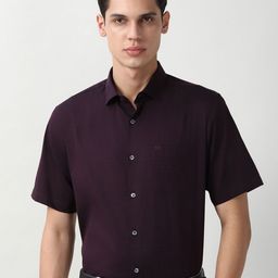 Peter England Elite Spread Collar Geometric Printed Pure Cotton Formal Shirt-picture-16