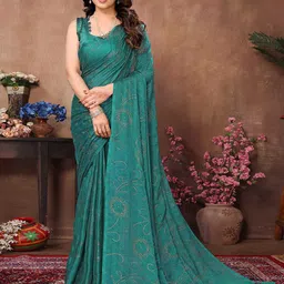 DIVASTRI Embellished Beads and Stones Satin Saree-picture-19