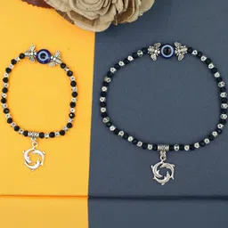 gurjari jewellers Women Ethnic Artificial Beads Silver Alloy Anklet-image-15