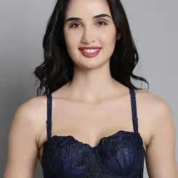 MAKCLAN Floral Medium Coverage Underwired Lightly Padded Balconette Bra-image-36
