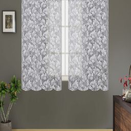 Aura White 2 Pieces Self Design Sheer Window Curtains-picture-38