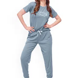 Lotik Printed Round Neck Night Suit-image-2