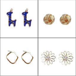 FindHerFavorite Set Of 4 Gold Plated Contemporary Anti Ternish Studs image 2