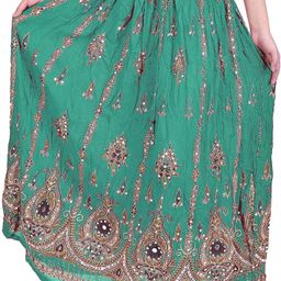 Exotic India Printed A-line Maxi Skirts-image-8