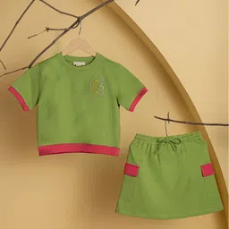 Purple United Kids Girls Round Neck T-Shirt With Skirt-image-6