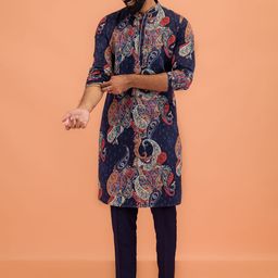 KISAH Men Ethnic Motifs Embroidered Mirror Work Kurta-image-42