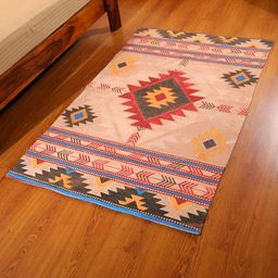 Mona B Red & Pink Printed Cotton Dhurrie-image-15