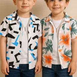 SHREE VANKIYA HANUMANJI FASHION Unisex Kids Pack of 2 Cotton Casual Shirt-picture-25