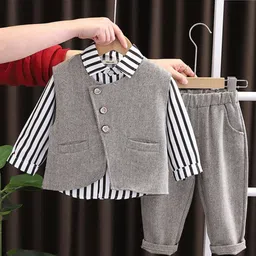 INCLUD Boys Striped Long Sleeves Shirt With Trousers & Waistcoat-image-62