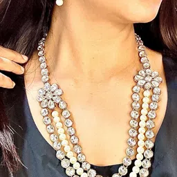 Dhivara Copper Plated Kundan Studded Necklace & Earrings-picture-11