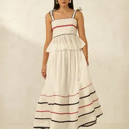 Virgio Ghazal Shoulder Straps Peplum Top & Skirt Co-Ords-58