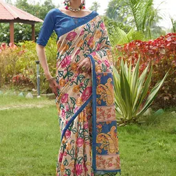 DIVASTRI Kalamkari Silk Blend Designer Tussar Saree-picture-41