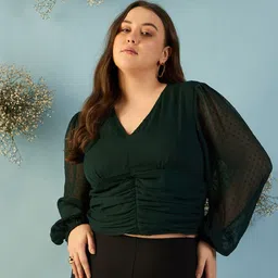 KIBO CURVE Puff Sleeve Chiffon Crop Top-image-54