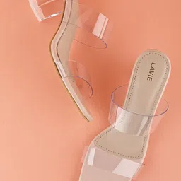 Lavie Women Nude Colour Open Toe Glass Block heels-26