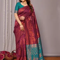 RUNAYA NX Woven Design Zari Silk Blend Banarasi Saree-image-81
