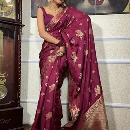 ZILVIRA Ethnic Motifs Woven Design Banarasi Saree-picture-14