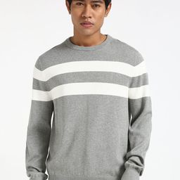 Tommy Hilfiger Men Colourblocked Striped Cotton Pullover Sweaters-image-19