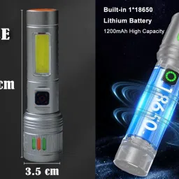 rynz Metal Led Torch Light Long Range 2 Km With Type C Charging & 6 in 1 Functions 8 hrs Torch Emergency Light image 5