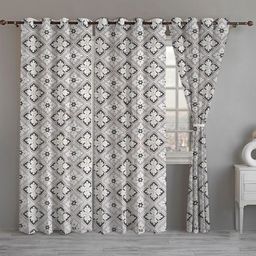 ANA Set of 3 Floral Long Door Cotton Curtain-26