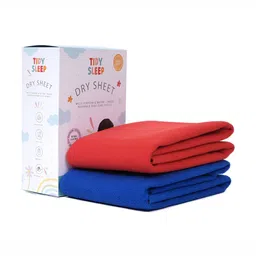 TIDY SLEEP Red & Royal Blue 2 Pieces Waterproof & Reusable Bed Protector Baby Drysheet-74
