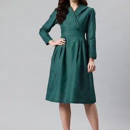 Cottinfab Solid Lapel Collar Blazer Dress with Tie Up Detail-image-56