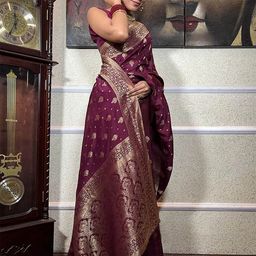 KALINI Ethnic Motifs Silk Blend Banarasi Saree-picture-15