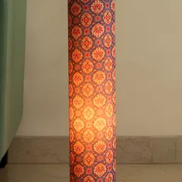 ExclusiveLane Moroccan Glow Brown Printed Wooden Decorative Floor Lamp-0