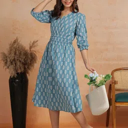 antaran Floral Print Fit & Flare Dress-image-10