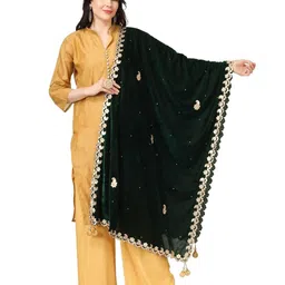 A R SILK DUPATTA HUB Paisley Embroidered Velvet Dupatta With Gotta Patti-picture-42