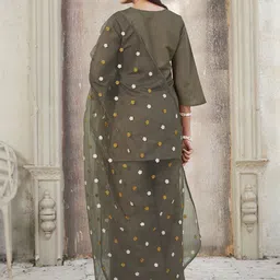 Tikhi Imli Women Ethnic Motifs Embroidered Regular Thread Work Kurti with Palazzos & With Dupatta image 2