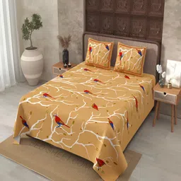 BED-SHEET.COM Brown & Red Ethnic Motifs 180 TC King Bedsheet with 2 Pillow Covers-picture-33